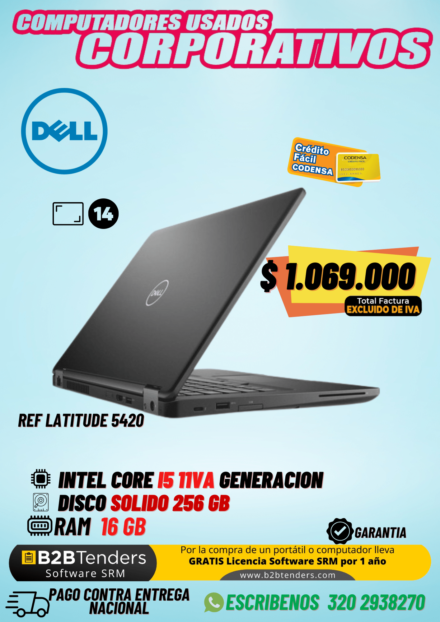 Dell Latitude 5420 i5 11ª Generación 16GB RAM 256GB SSD – Computadores Usados Exentos de IVA